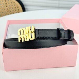 Miu Miu Black Belt with Gold Buckle